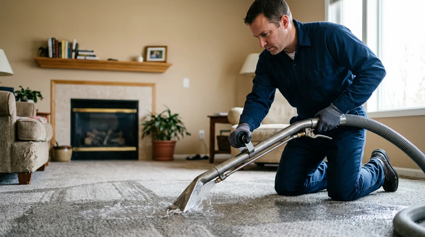 Water damage restoration technician working near West Union, MN